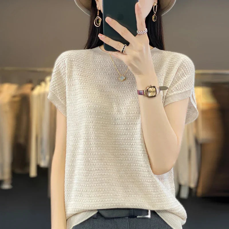 Vrouwelijke Zomertop IJskoude Zijde Batwing T-shirt