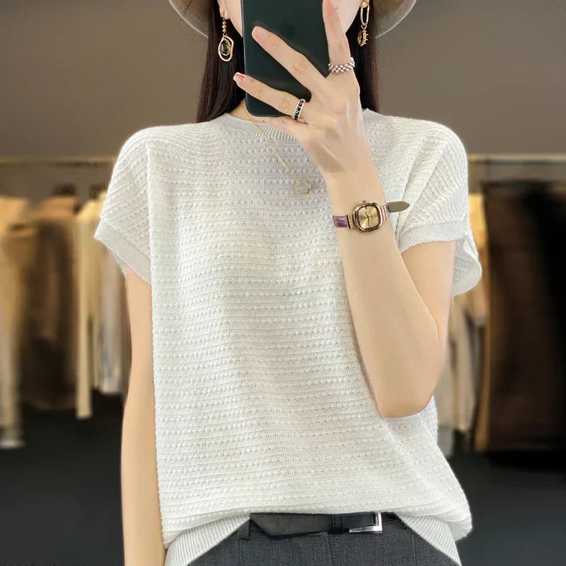 Vrouwelijke Zomertop IJskoude Zijde Batwing T-shirt