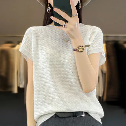 Vrouwelijke Zomertop IJskoude Zijde Batwing T-shirt