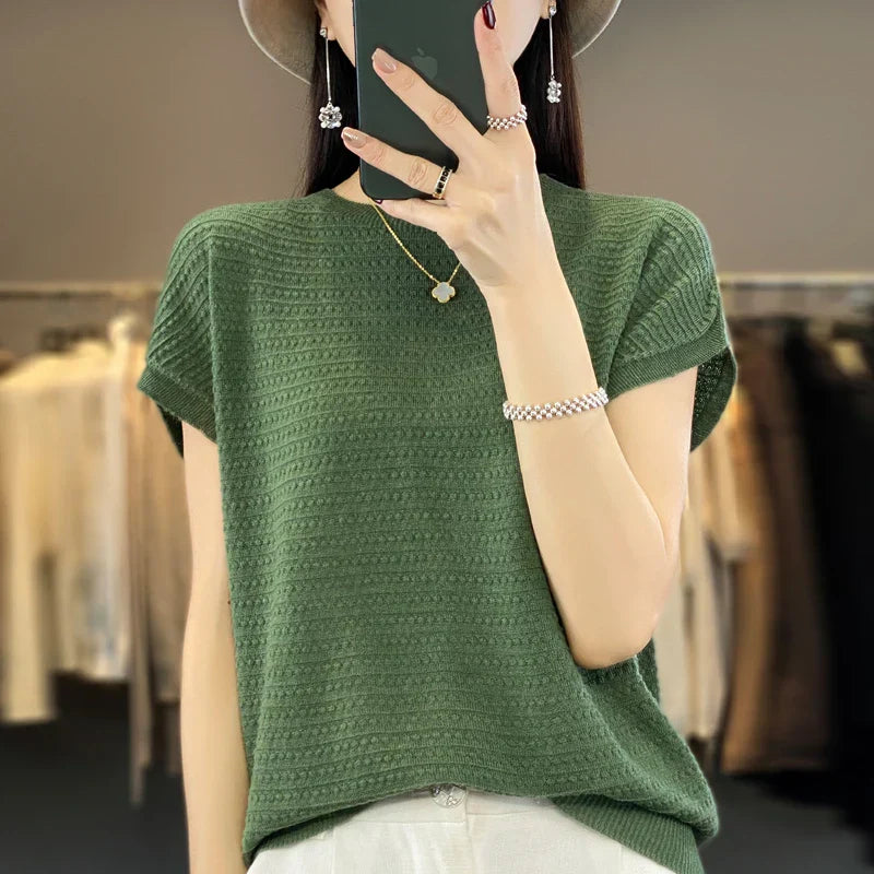Vrouwelijke Zomertop IJskoude Zijde Batwing T-shirt