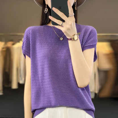 Vrouwelijke Zomertop IJskoude Zijde Batwing T-shirt