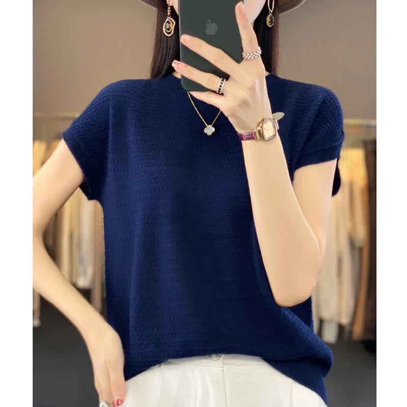 Vrouwelijke Zomertop IJskoude Zijde Batwing T-shirt