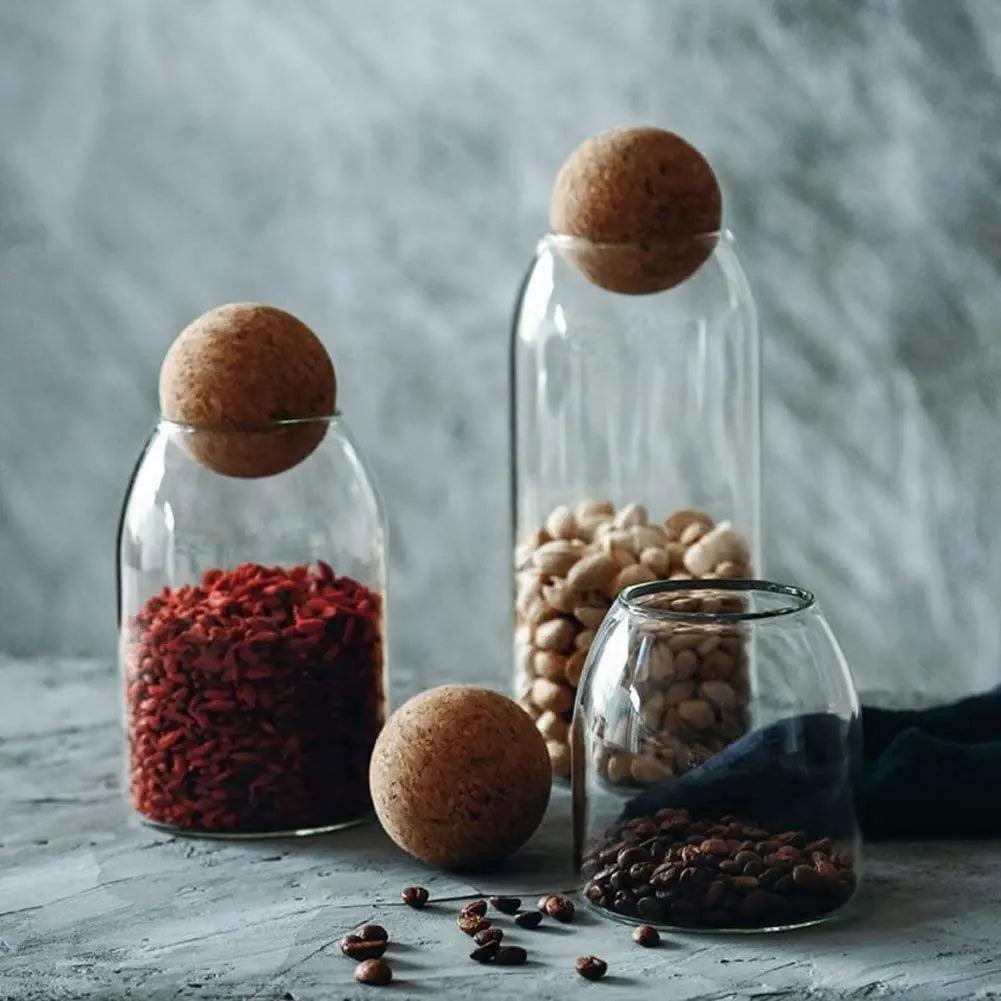 Glazen Opbergset met Kurkdeksels – 3-delige Bewaarpottenset – Eco-Friendly & Luchtdicht – 500ml, 800ml & 1200ml
