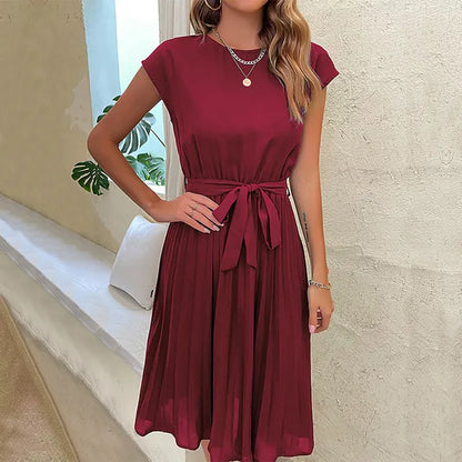 Zomerjurk voor Dames met V-Hals en Ruches Jurk Midi Lengte