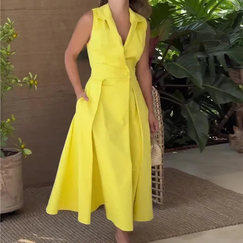 Effen Kleur Jurk Single Button Mode Suit voor Dames