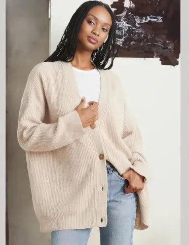 Oversized Vest Gebreid van Wol Mix Zachte Stof