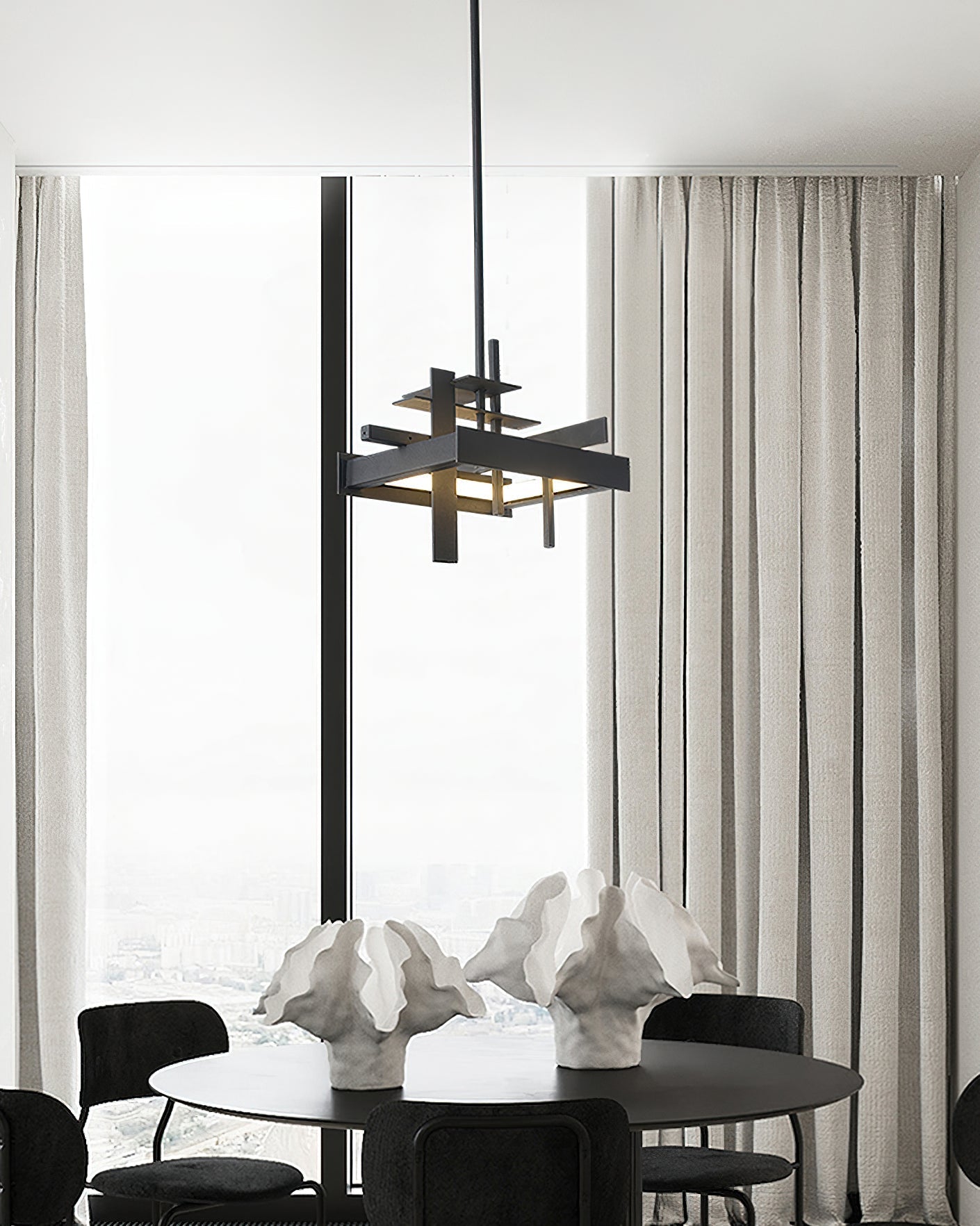 Planaire Hanglamp Zwart Metaal LED Geïntegreerd Modern Abstract Design Eettafel Verlichting