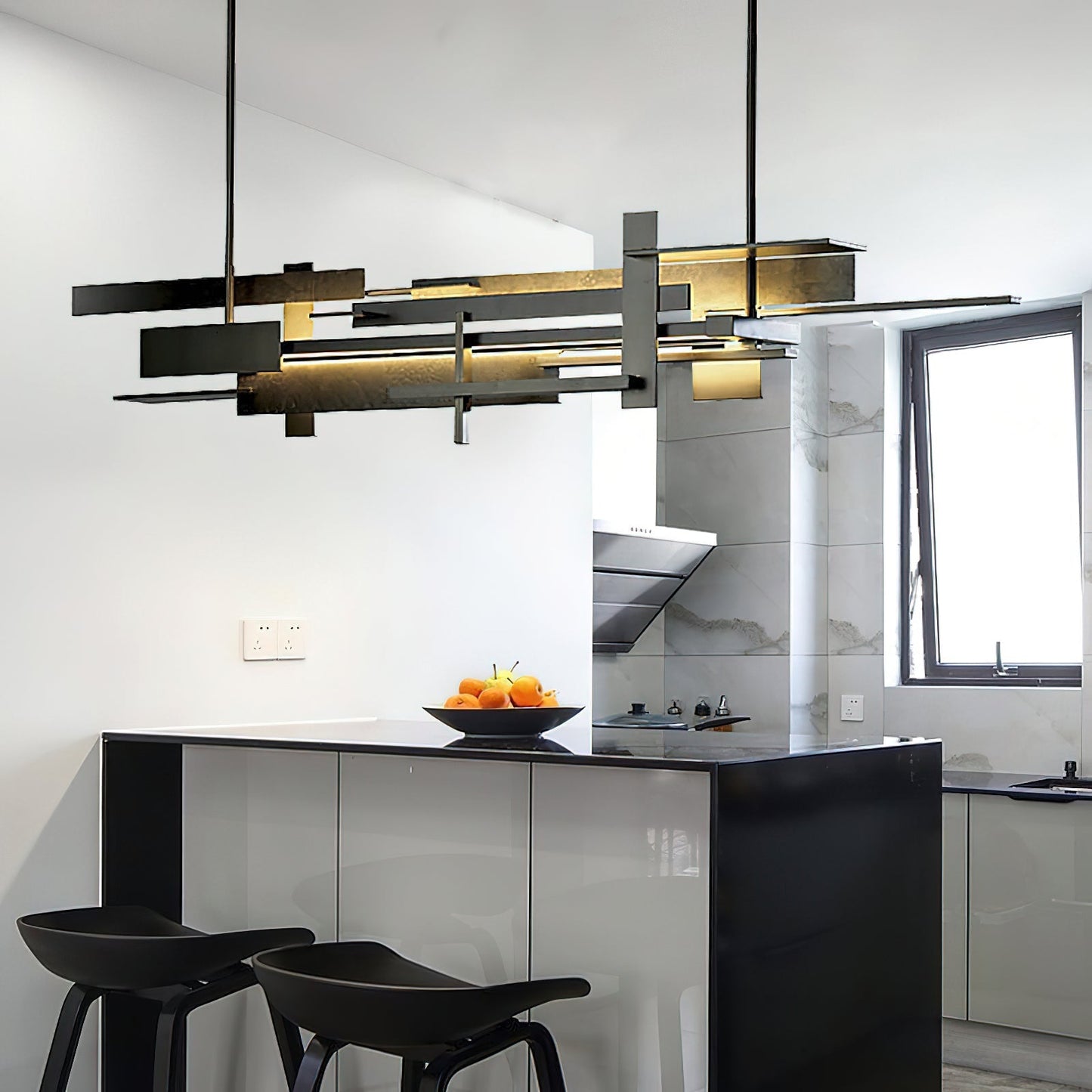 Planaire Hanglamp Zwart Metaal LED Geïntegreerd Modern Abstract Design Eettafel Verlichting