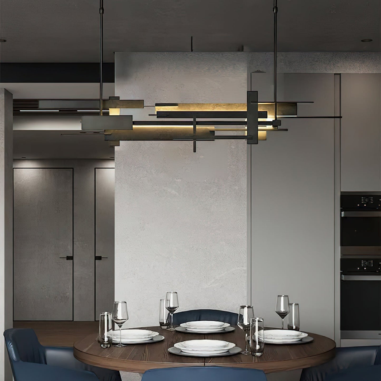 Planaire Hanglamp Zwart Metaal LED Geïntegreerd Modern Abstract Design Eettafel Verlichting