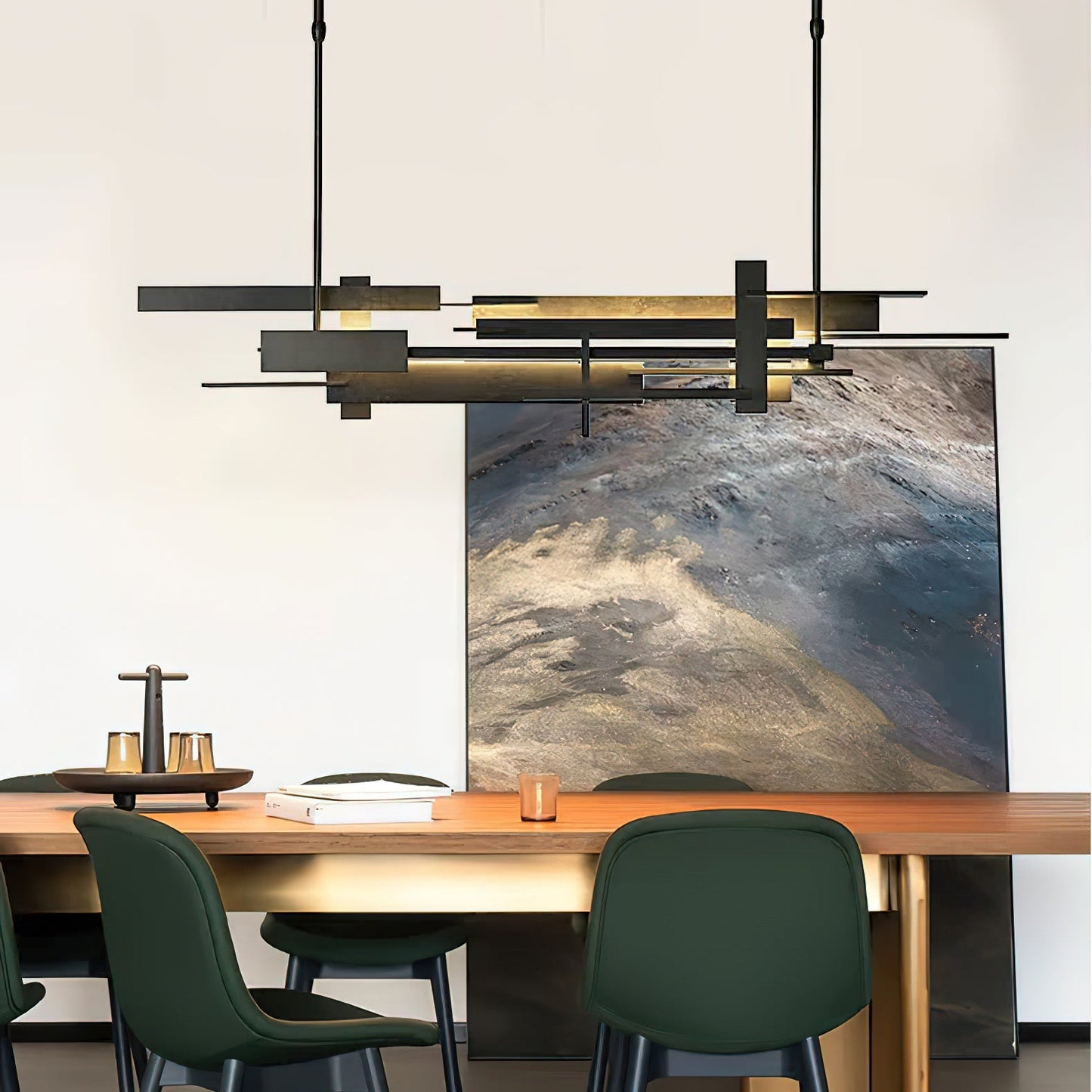 Planaire Hanglamp Zwart Metaal LED Geïntegreerd Modern Abstract Design Eettafel Verlichting