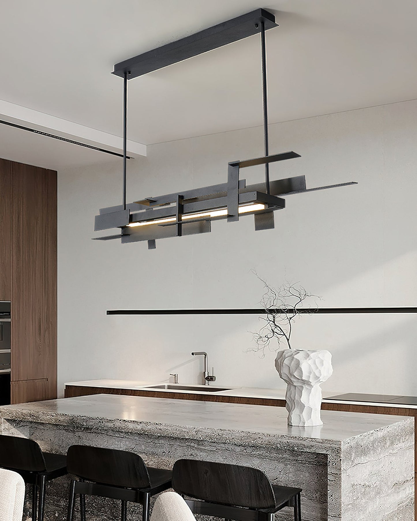 Planaire Hanglamp Zwart Metaal LED Geïntegreerd Modern Abstract Design Eettafel Verlichting