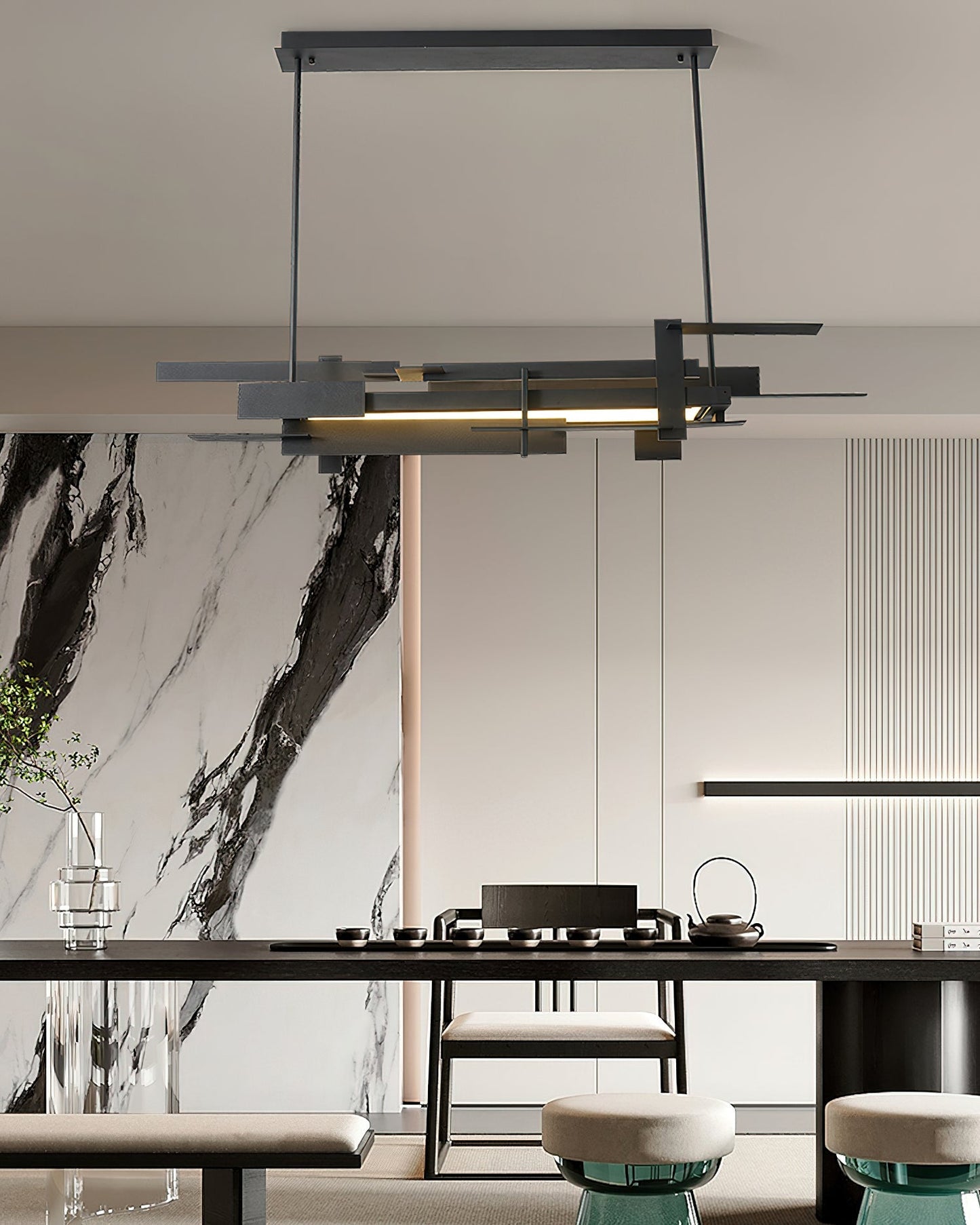 Planaire Hanglamp Zwart Metaal LED Geïntegreerd Modern Abstract Design Eettafel Verlichting