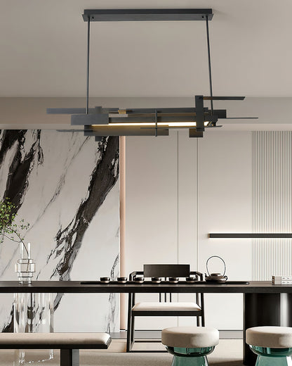 Planaire Hanglamp Zwart Metaal LED Geïntegreerd Modern Abstract Design Eettafel Verlichting