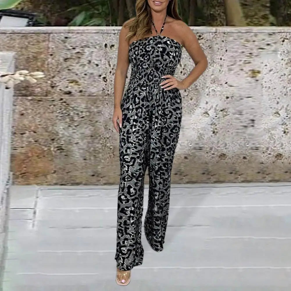 Leopardprint Jumpsuit Jurk met Lange Mouwen