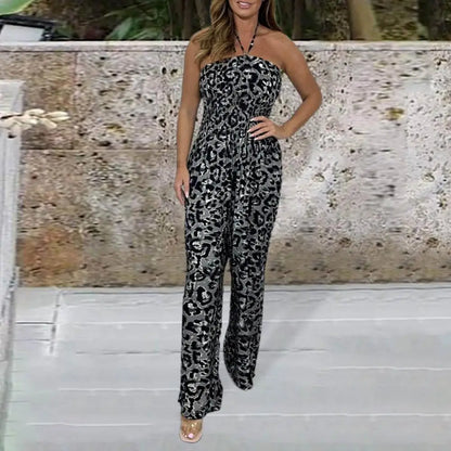 Leopardprint Jumpsuit Jurk met Lange Mouwen