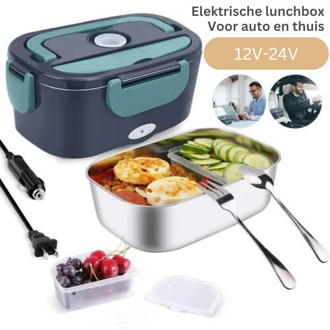 Elektrische Lunchbox met Verwarming 1.5L – Warm Eten Onderweg Auto & Thuis