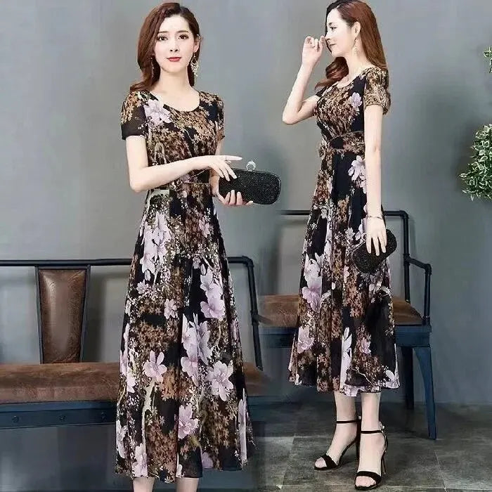Zomerse Midi Jurk A-Lijn Elegant Valencia Stijl