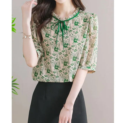 Vrouwelijke Chiffon Blouse Gedrukt Zomermodel - StudioMarella