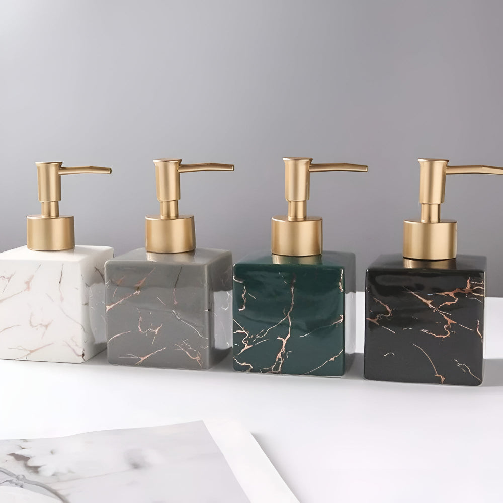 Zeepdispenser Keramiek Marmer Finish Gouden Pomp Badkamer Toilet Handzeep Lotion Vloeibare Zeep Doseerpompje Luxe Design