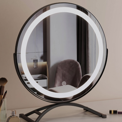 Verlichte Make-upspiegel 40cm Draaibaar 360° Tri-Tone Verlichting Oplaadbaar Touchbediening Tafelmodel