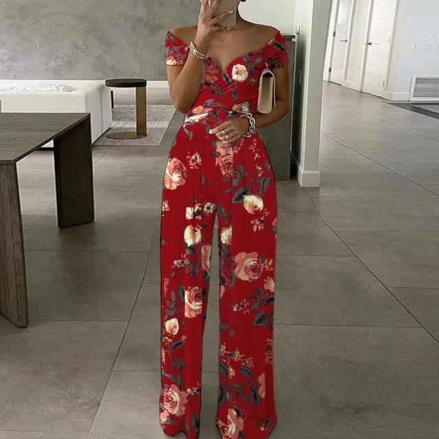 Maxi Jumpsuit Off-Shoulder V-Hals Jurk Zomer
