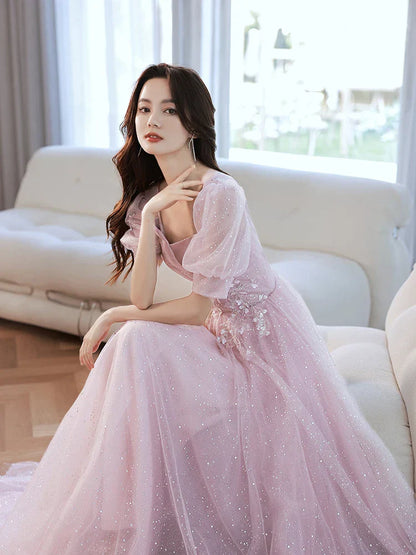 Roze Avondjurk Eenvoudig Elegant Kort Model
