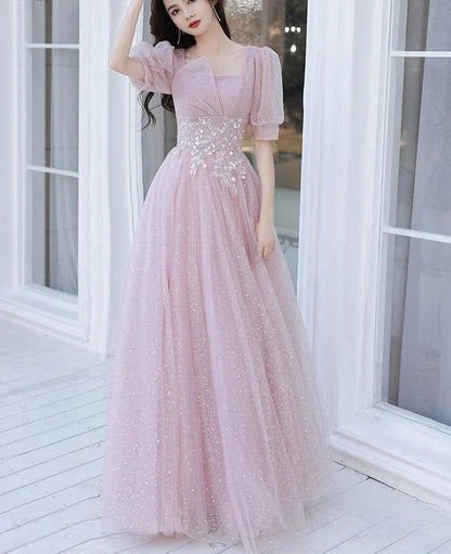 Roze Avondjurk Eenvoudig Elegant Kort Model