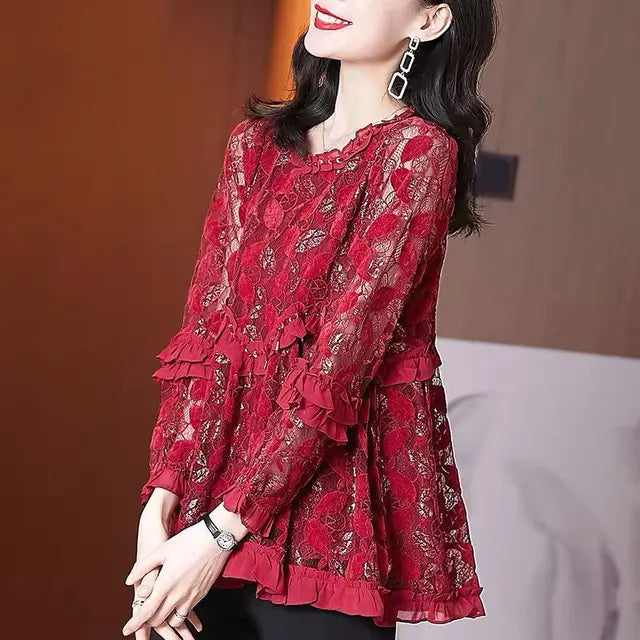 Vrouwelijke Blouse met Ruches voor Herfst en Winter - StudioMarella