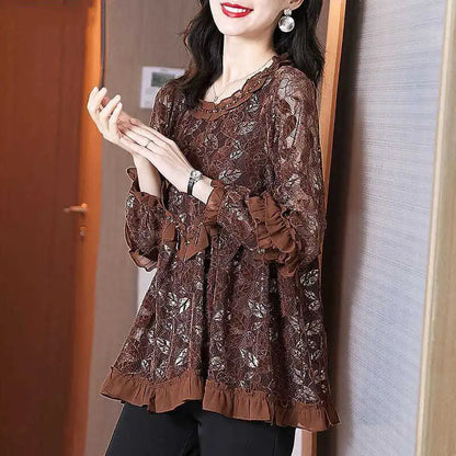 Vrouwelijke Blouse met Ruches voor Herfst en Winter