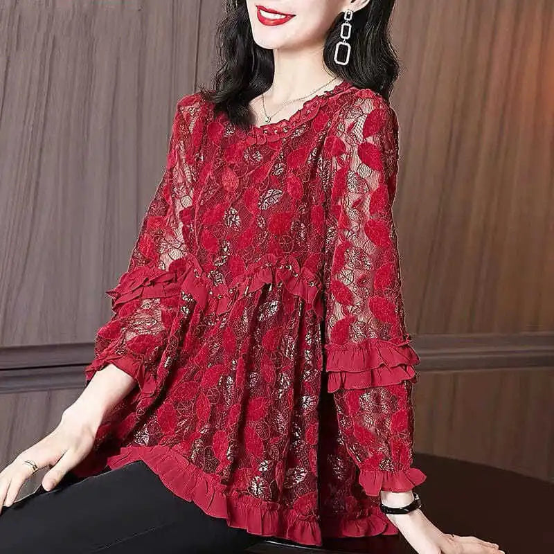 Vrouwelijke Blouse met Ruches voor Herfst en Winter