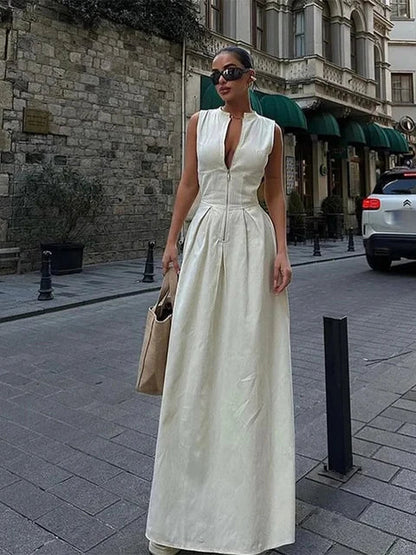 Mouwloze Maxi Jurk Zomerjurk Elegant Lange Jurk