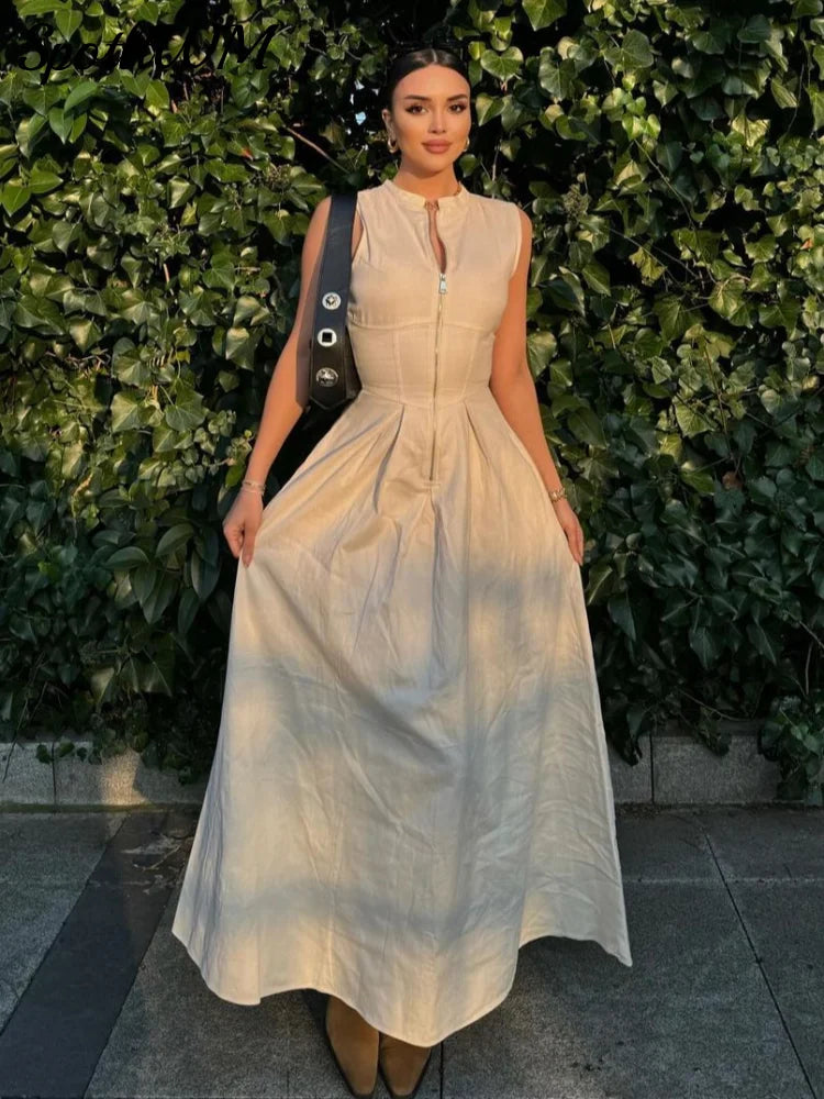 Mouwloze Maxi Jurk Zomerjurk Elegant Lange Jurk