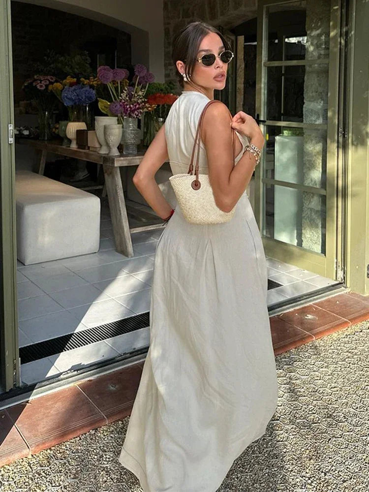 Mouwloze Maxi Jurk Zomerjurk Elegant Lange Jurk