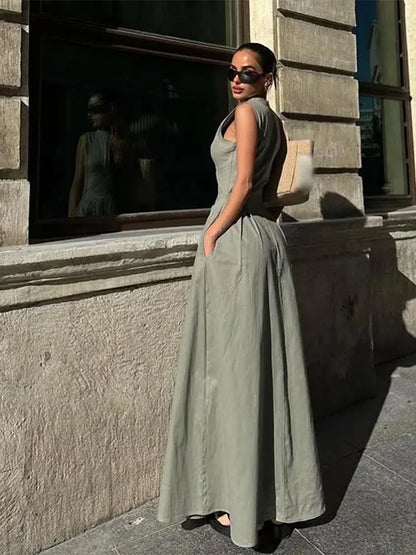 Mouwloze Maxi Jurk Zomerjurk Elegant Lange Jurk