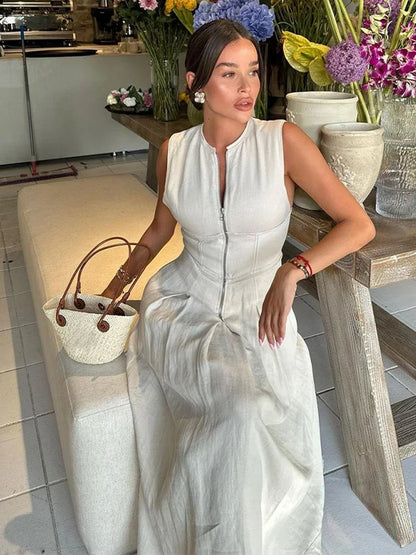 Mouwloze Maxi Jurk Zomerjurk Elegant Lange Jurk