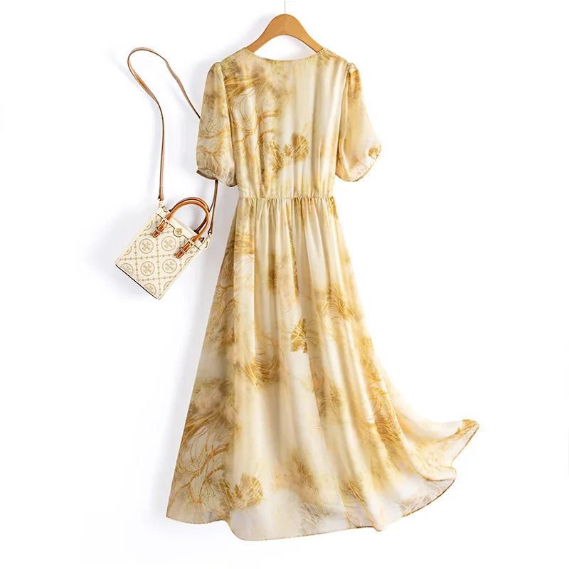 Zijden Zomerjurk Geel Licht en Vrouwelijk