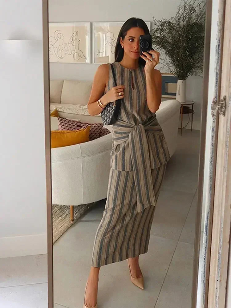 Streeppatron Rokken Set Elegante Jurk Moda