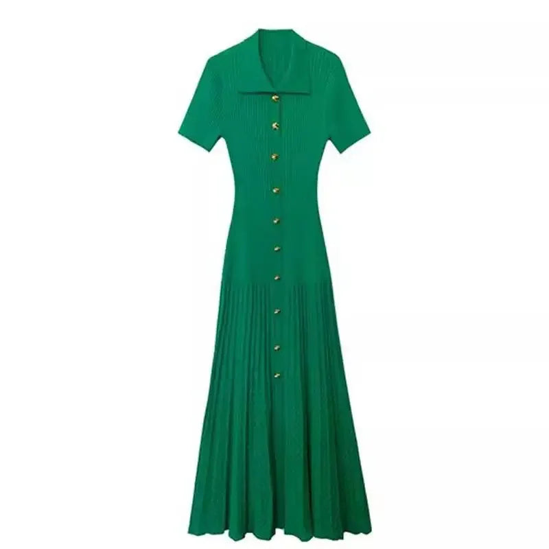 Groene Maxi Jurk Gehaakt Zomerjurk voor Vrouw
