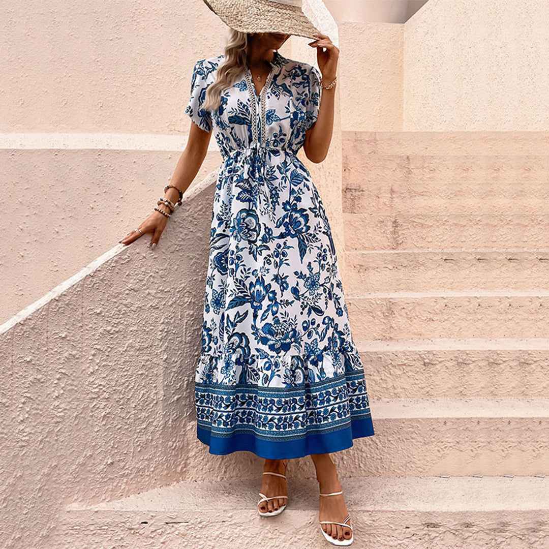 Retro Maxi Jurk Dames Zomerjurk met Bloemenprints - StudioMarella