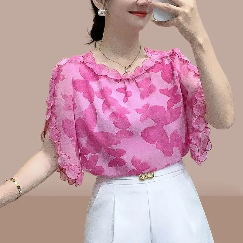 Vrouwelijke Blouse Zomerse Elegantie voor Elke Gelegenheid