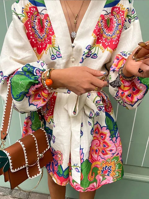 Maxi Jurk Patchwork Elegant Lange Zomerjurk