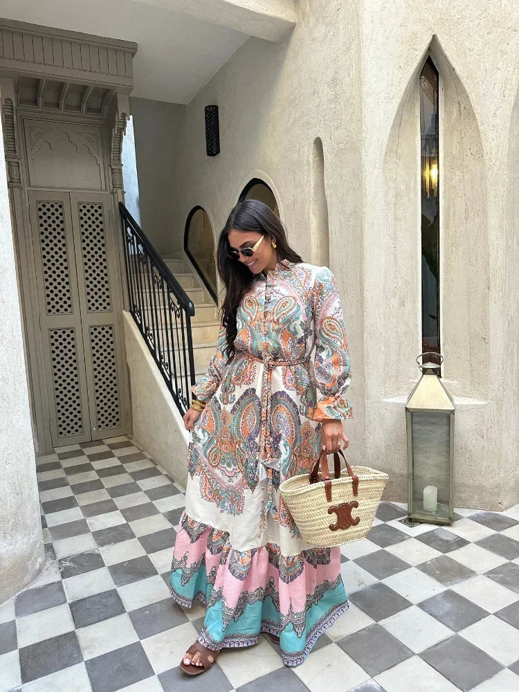 Maxi Jurk Patchwork Elegant Lange Zomerjurk