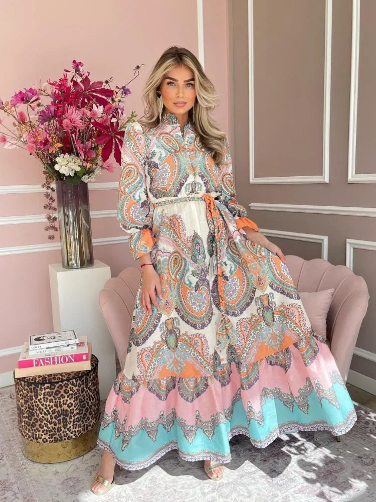 Maxi Jurk Patchwork Elegant Lange Zomerjurk