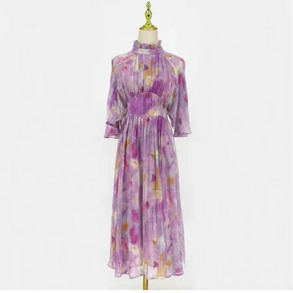 Dames Zomerjurk Elegant met Staande Kraag en Zoom