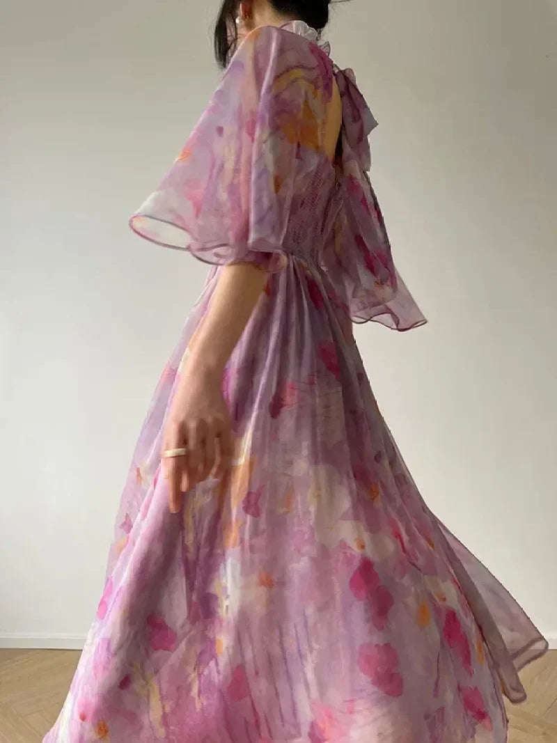 Dames Zomerjurk Elegant met Staande Kraag en Zoom