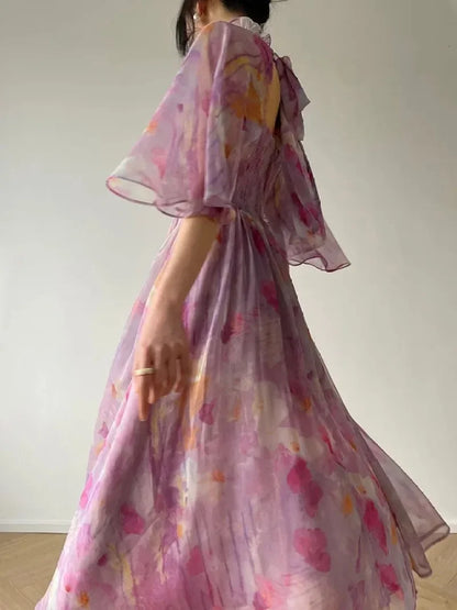 Dames Zomerjurk Elegant met Staande Kraag en Zoom