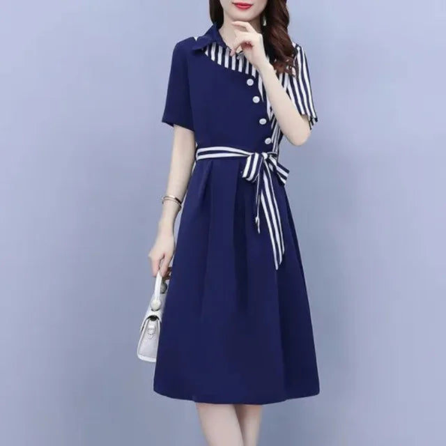 Midi Jurk Asymmetrisch Korte Mouw Zomerjurk
