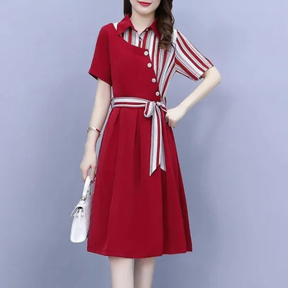 Midi Jurk Asymmetrisch Korte Mouw Zomerjurk