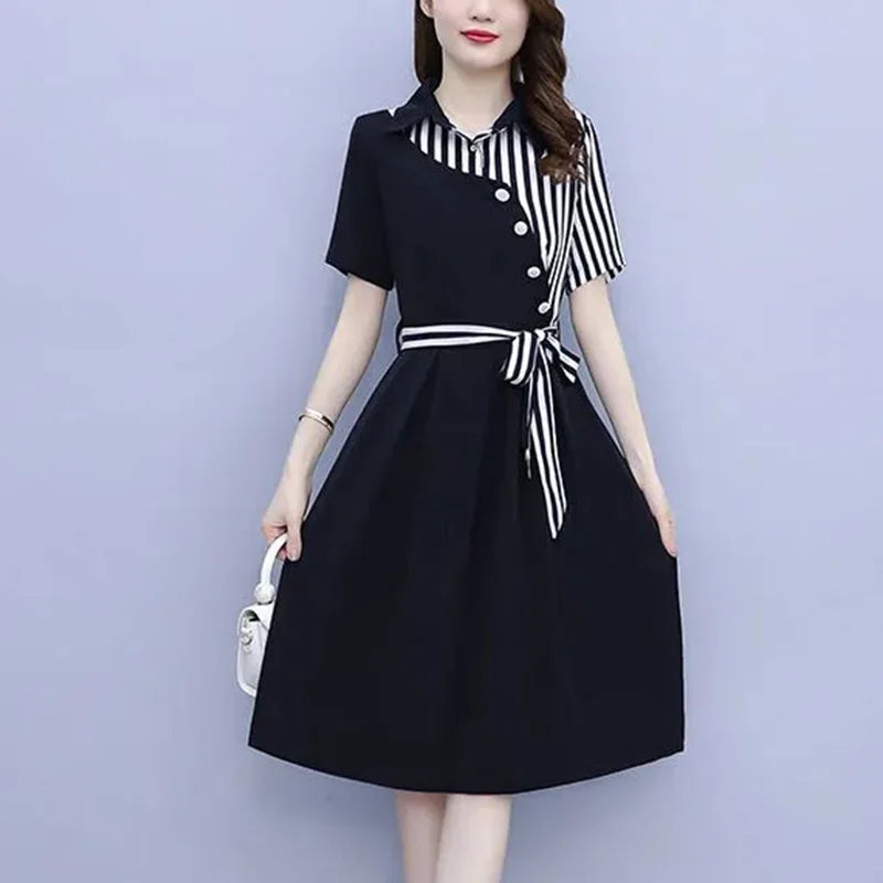 Midi Jurk Asymmetrisch Korte Mouw Zomerjurk