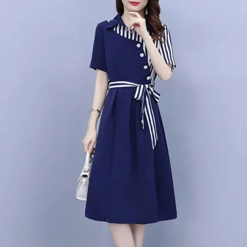 Midi Jurk Asymmetrisch Korte Mouw Zomerjurk
